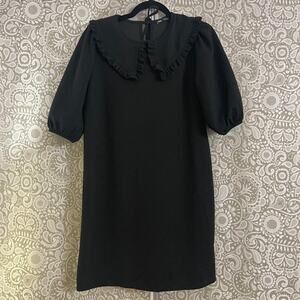 Zara Ruffle Black Dress Medium
